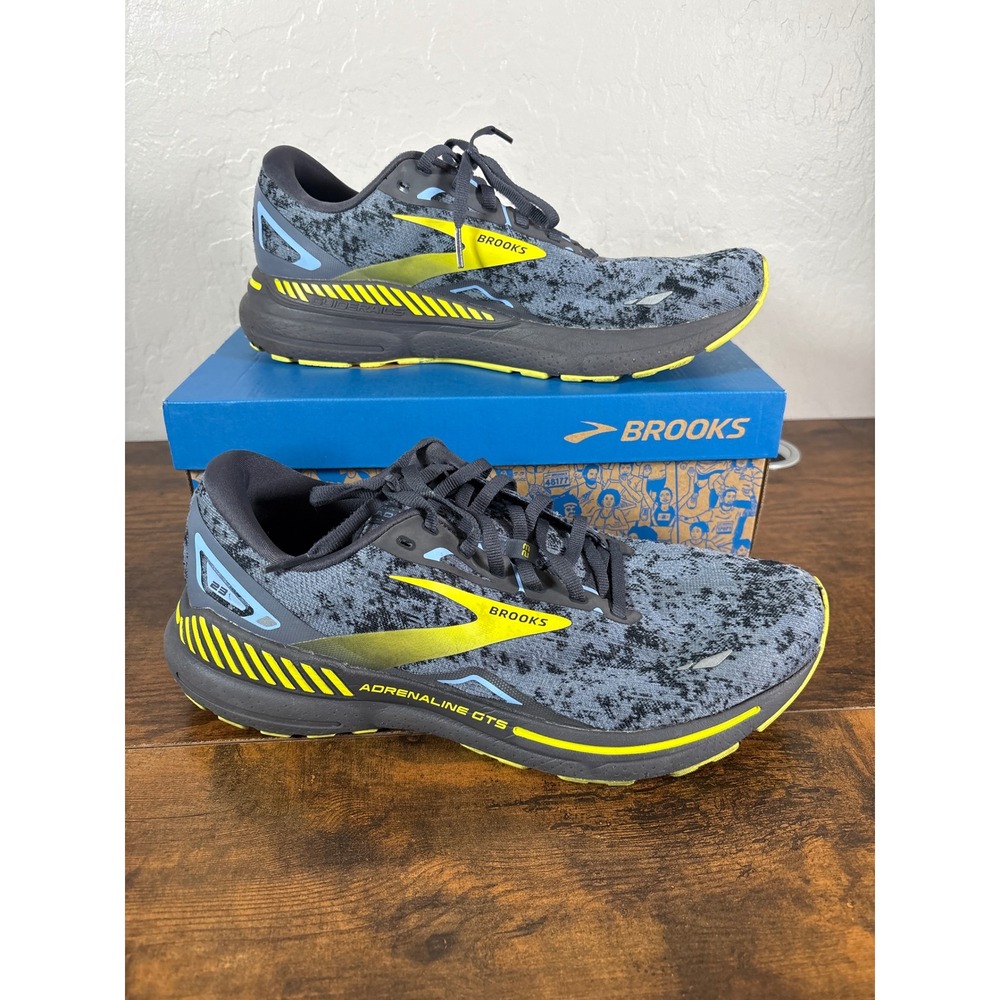 Brooks Adrenaline GTS 23 Mens 11.5 Running Shoes Grey Yellow 110391 1D 404